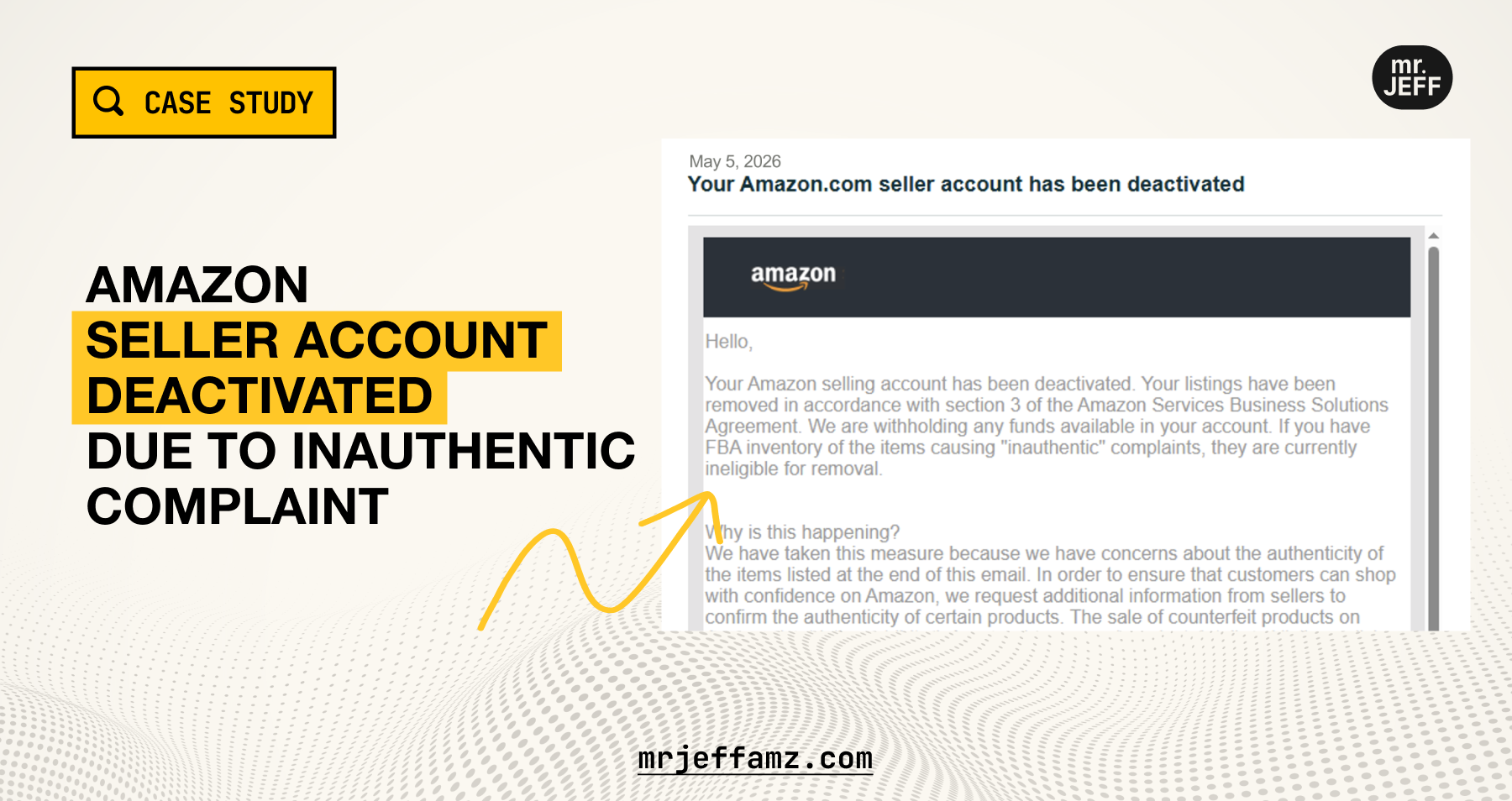 Amazon account deactivation notice for inauthentic product complaint Amazon account deactivation notice for inauthentic product complaint